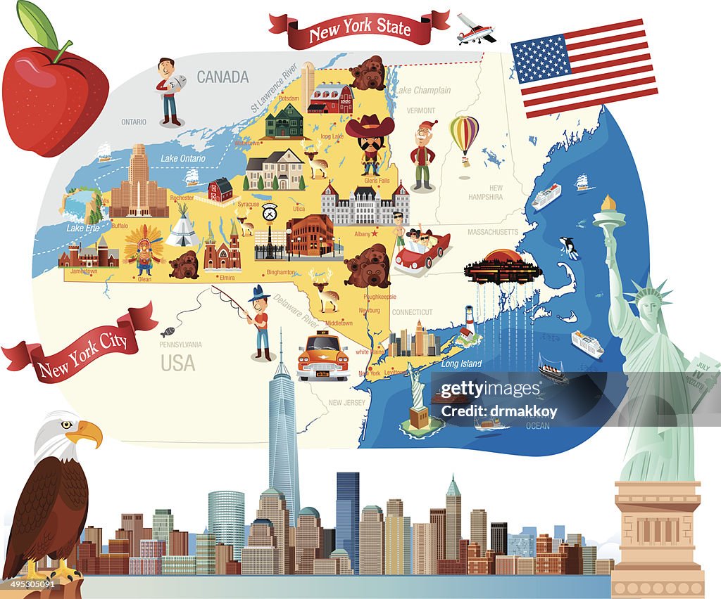 Cartoon map of New York