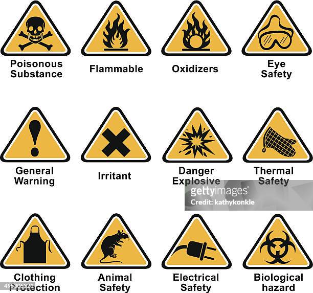 scientific hazzard icons - cross fire stock illustrations