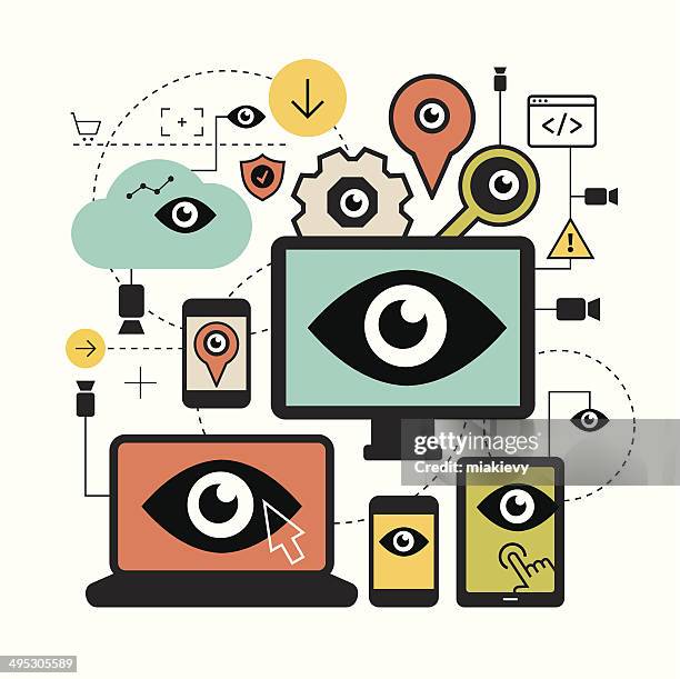 surveillance concept - big brother orwellian concept stock illustrations
