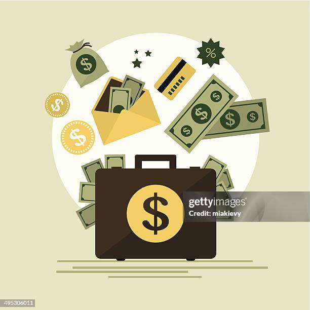 マネースーツケース - cash bribe点のイラスト素材／クリップアート素材／マンガ素材／アイコン素材