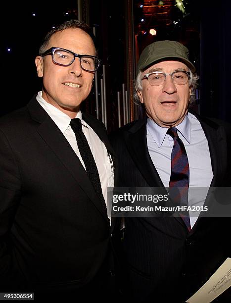 Director David O. Russell and Hollywood Career Achievement Award honoree Robert De Niro attend the 19th Annual Hollywood Film Awards at The Beverly...