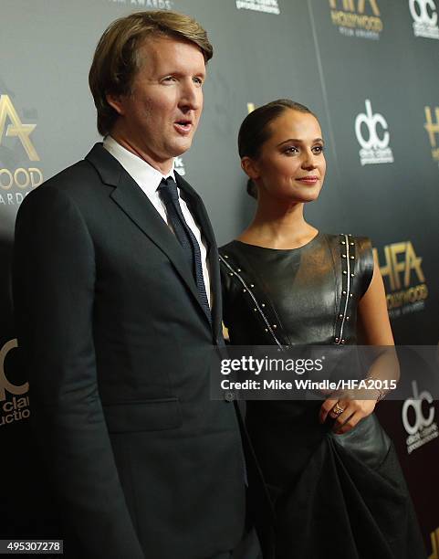 Director Tom Hooper and actress Alicia Vikander attend the 19th Annual Hollywood Film Awards at The Beverly Hilton Hotel on November 1, 2015 in...