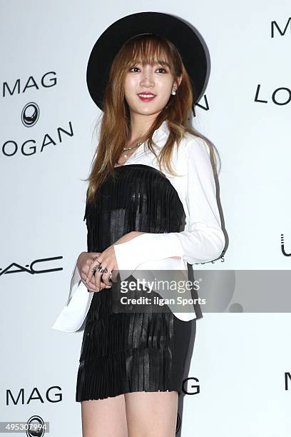 Jia of miss A attends the 2016 S/S collection of Mag&Logan at JW Marriott on October 21, 2015 in Seoul, South Korea.
