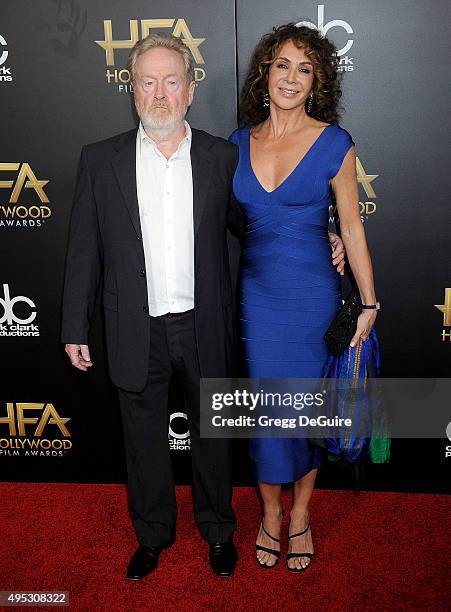 Director Ridley Scott and Giannina Facio arrive at the 19th Annual Hollywood Film Awards at The Beverly Hilton Hotel on November 1, 2015 in Beverly...