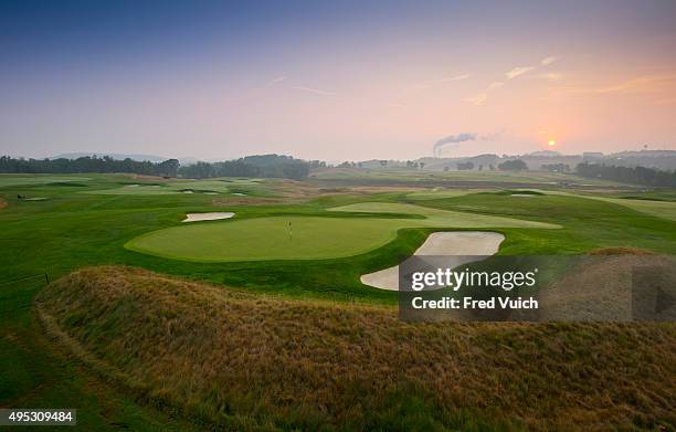 General view of the par 4 11th hole at 2016 U.S. Open site Oakmont Country Club on September 3, 2015 in Oakmont, Pennsylvania.