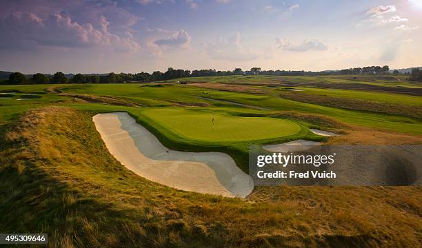 General view of the par 4 Fifth hole at 2016 U.S. Open site Oakmont Country Club on September 2, 2015 in Oakmont, Pennsylvania.