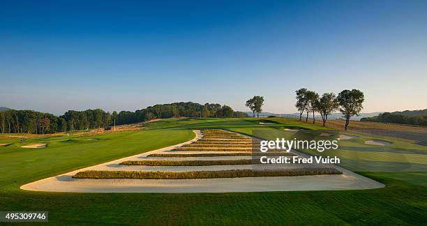 General view of the par 4 Third hole at 2016 U.S. Open site Oakmont Country Club on September 8, 2015 in Oakmont, Pennsylvania.