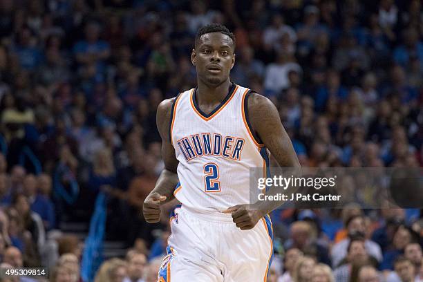 Anthony Morrow of the Oklahoma City Thunder runs down the court during the fourth quarter of a NBA game against the San Antonio Spurs at the...