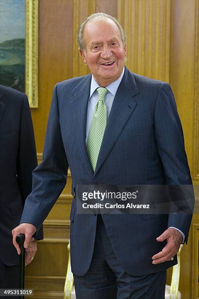 King Juan Carlos of Spain receives the President and CEO of the United States Chamber of Commerce Thomas J. Donohue at the Zarzuela Palace on June 2,...