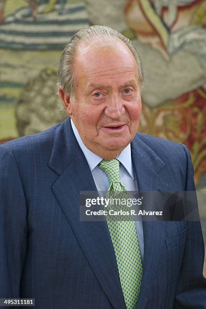 King Juan Carlos of Spain receives the President and CEO of the United States Chamber of Commerce Thomas J. Donohue at the Zarzuela Palace on June 2,...