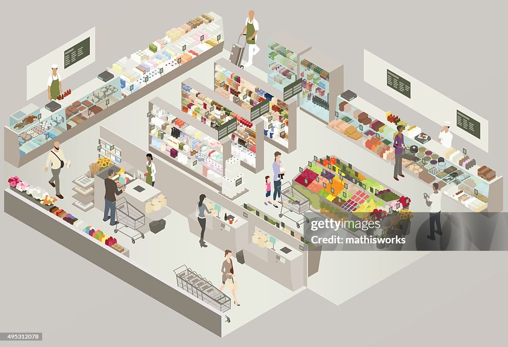 Grocery Store Cutaway Illustration