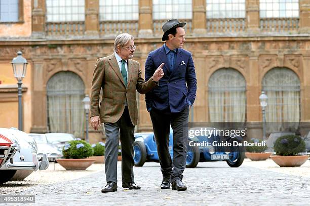 Jude Law and Giancarlo Giannini pose during the photocall of Johnnie Walker Blue Label's The Gentleman's Wager II at Villa Mondragone on October 31,...