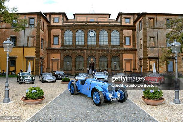 The stunning Delahaye 135S classic racing car pictured at the photocall of Johnnie Walker Blue Label's The Gentleman's Wager II at Villa Mondragone...