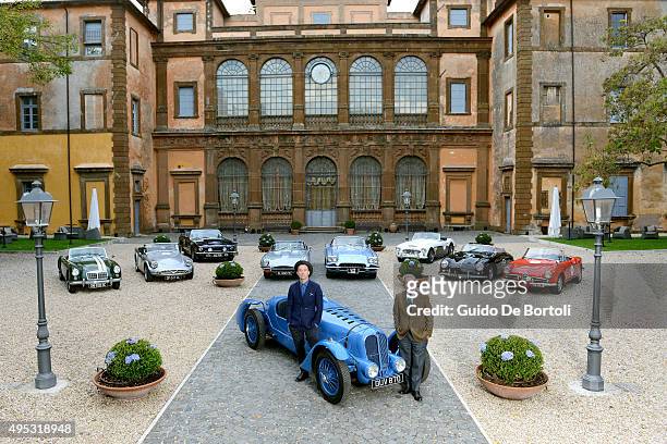 Jude Law and Giancarlo Giannini pose during the photocall of Johnnie Walker Blue Label's The Gentleman's Wager II at Villa Mondragone on October 31,...