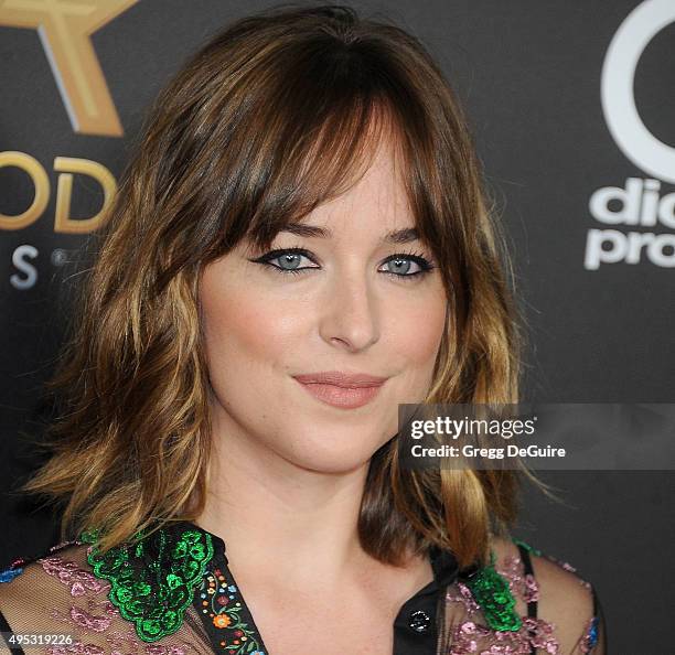 Actress Dakota Johnson arrives at the 19th Annual Hollywood Film Awards at The Beverly Hilton Hotel on November 1, 2015 in Beverly Hills, California.