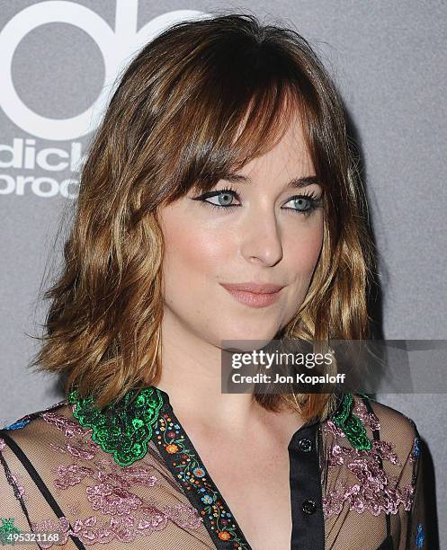 Actress Dakota Johnson arrives at the 19th Annual Hollywood Film Awards at The Beverly Hilton Hotel on November 1, 2015 in Beverly Hills, California.