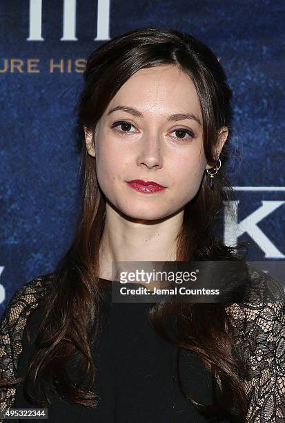 Actress Lydia Wilson attends the "King Charles III" Broadway opening night after party at the Bryant Park Grill on November 1, 2015 in New York City.
