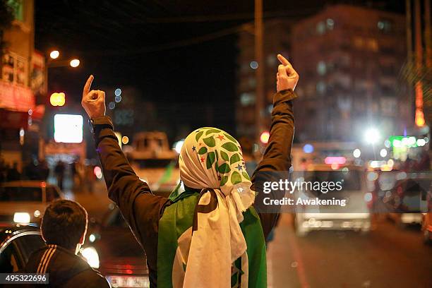 Protest break out at the fist results of the elections on November 1, 2015 in Diyarbakir, Turkey. Polls have opened in Turkey's second general...