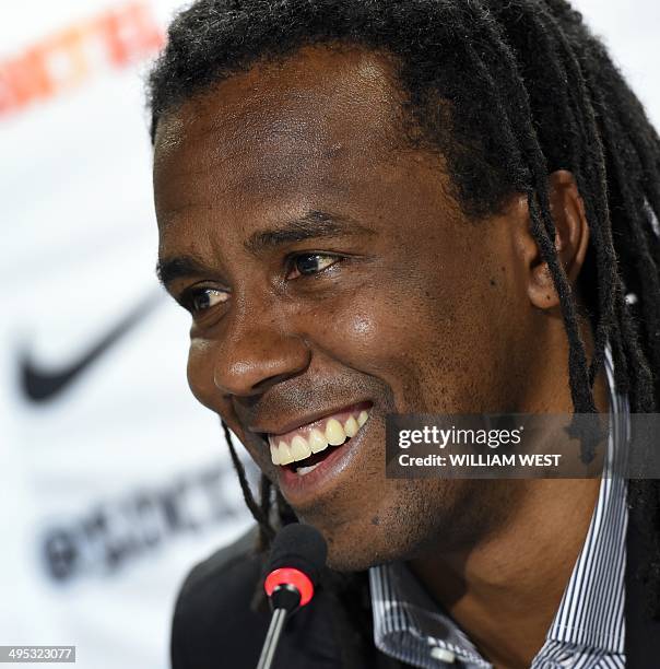 Former Brazilian World Cup winning player Roque Junior speaks at a press conference before the Australian Socceroos football team's practice match...