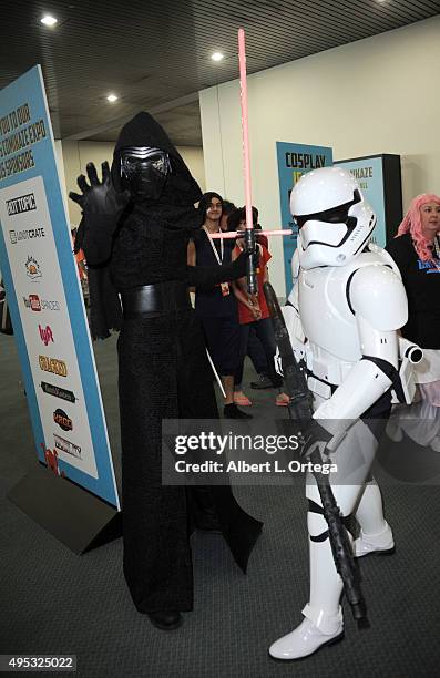 Cosplayers dressed as Kylo Ren and a Storm Trooper attend Day One of Stan Lee's Comikaze Expo held at Los Angeles Convention Center on November 1,...