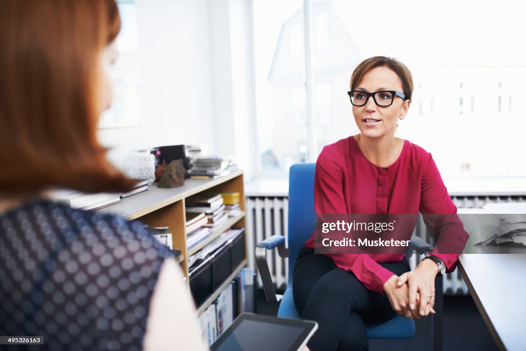 Two businesswomen having a meeting