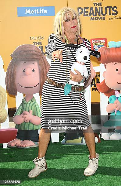 Betsey Johnson arrives at the Los Angeles premiere of 20th Century Fox's "The Peanuts Movie" held at Regency Village Theatre on November 1, 2015 in...