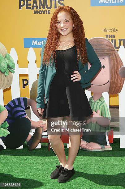 Venus Schultheis arrives at the Los Angeles premiere of 20th Century Fox's "The Peanuts Movie" held at Regency Village Theatre on November 1, 2015 in...