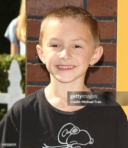 Micah Revelli arrives at the Los Angeles premiere of 20th Century Fox's "The Peanuts Movie" held at Regency Village Theatre on November 1, 2015 in...