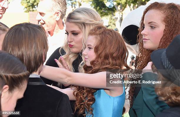 Singer Meghan Trainor and actress Francesca Capaldi attend the premiere of 20th Century Fox's "The Peanuts Movie" at The Regency Village Theatre on...