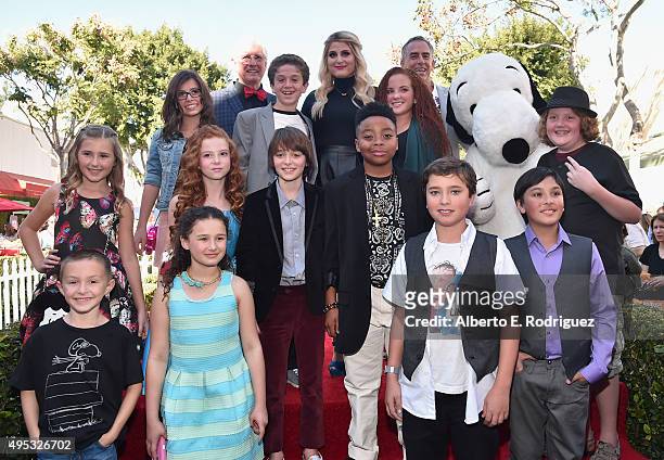 Singer Meghan Trainor and the cast of "The Peanuts Movie" attend the premiere of 20th Century Fox's "The Peanuts Movie" at The Regency Village...