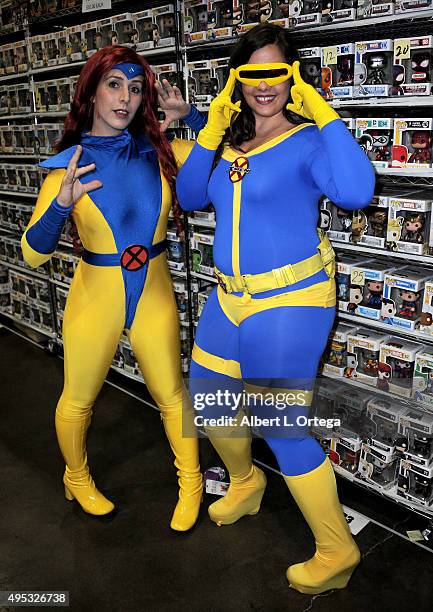 Cosplayers dressed as Jean Grey and Cyclops from 'The X-Men' attend Day One of Stan Lee's Comikaze Expo held at Los Angeles Convention Center on...