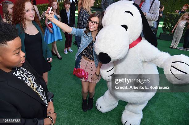 Actress Madisyn Shipman attends the premiere of 20th Century Fox's "The Peanuts Movie" at The Regency Village Theatre on November 1, 2015 in...