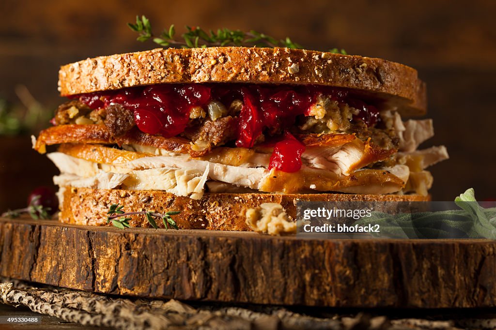 Hausgemachte restlichen Thanksgiving-Sandwich
