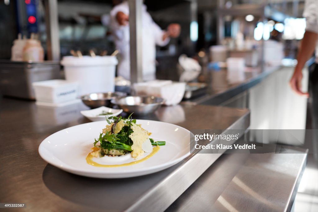 Still-life of starter dish in kitchen