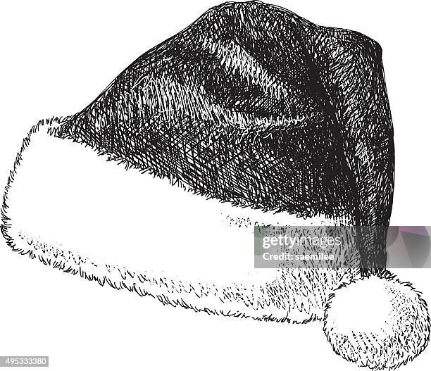 santa hut ziehen - weihnachtsbilder stock-grafiken, -clipart, -cartoons und -symbole