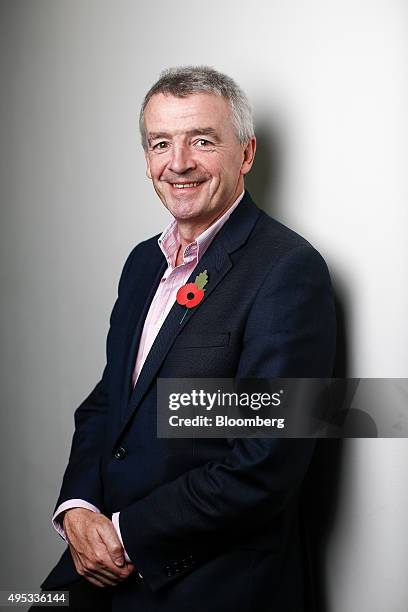 Michael O'Leary, chief executive officer of Ryanair Holdings Plc, poses for a photograph following a Bloomberg Television interview in London U.K. On...