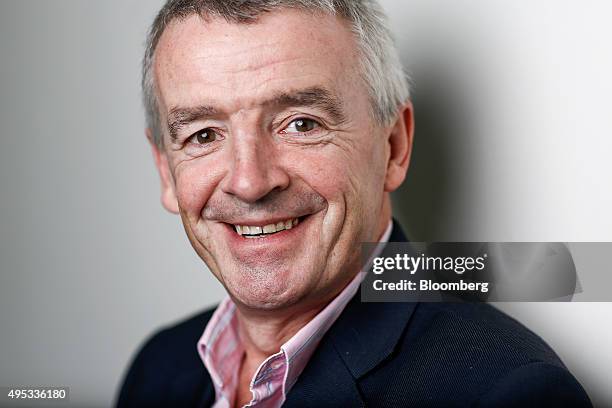Michael O'Leary, chief executive officer of Ryanair Holdings Plc, poses for a photograph following a Bloomberg Television interview in London U.K. On...