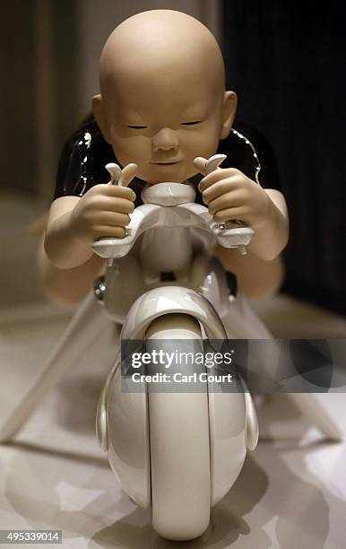 Sculpture by Fukami Sueharu titled 'OO-IX' is pictured during a press preview for the Victoria and Albert Museum's new Toshiba Gallery of Japanese...