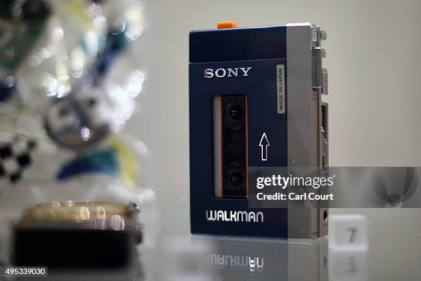 Sony Walkman 'Stowaway TPS-L2' is pictured during a press preview for the Victoria and Albert Museum's new Toshiba Gallery of Japanese Art on...