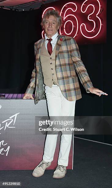 Rod Stewart poses for photographs prior to signing copies of his new album at HMV, Oxford Street on November 2, 2015 in London, England.