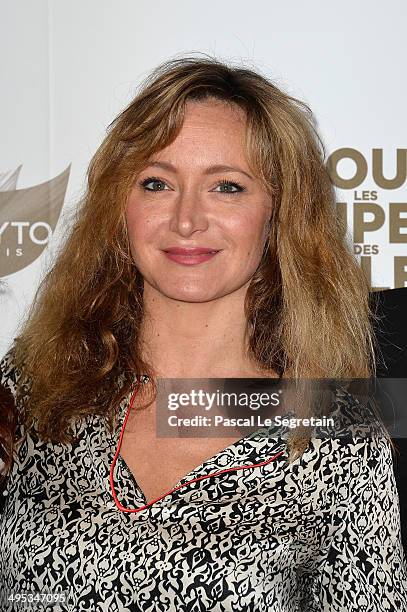 Julie Ferrier attends the Paris Premiere of 'Sous Les Jupes Des Filles' film at Cinema UGC Normandie on June 2, 2014 in Paris, France.