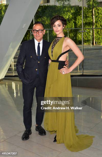 Designer Gilles Mendel and actress Emmy Rossum attend the 2014 CFDA fashion awards at Alice Tully Hall, Lincoln Center on June 2, 2014 in New York...