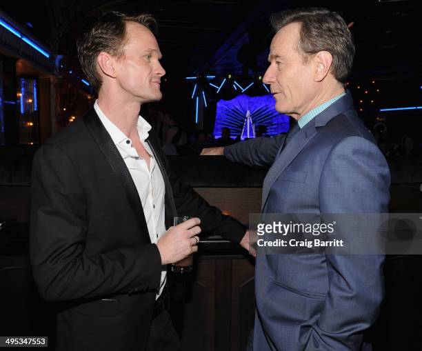 Actors Neil Patrick Harris and Bryan Cranston attend the 2014 Tony Honors Cocktail Party at the Paramount Hotel on June 2, 2014 in New York City.