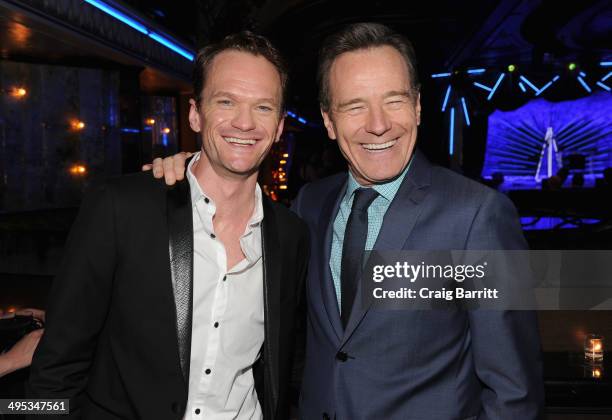 Actors Neil Patrick Harris and Bryan Cranston attend the 2014 Tony Honors Cocktail Party at the Paramount Hotel on June 2, 2014 in New York City.