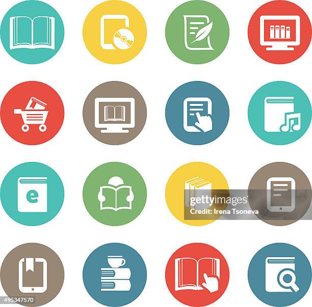 stockillustraties, clipart, cartoons en iconen met ebook and literature icons - handbook