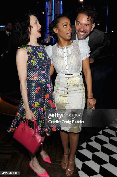 Bebe Neuwirth, Anika Noni Rose and Brian Stokes Mitchell attend the 2014 Tony Honors Cocktail Party at the Paramount Hotel on June 2, 2014 in New...