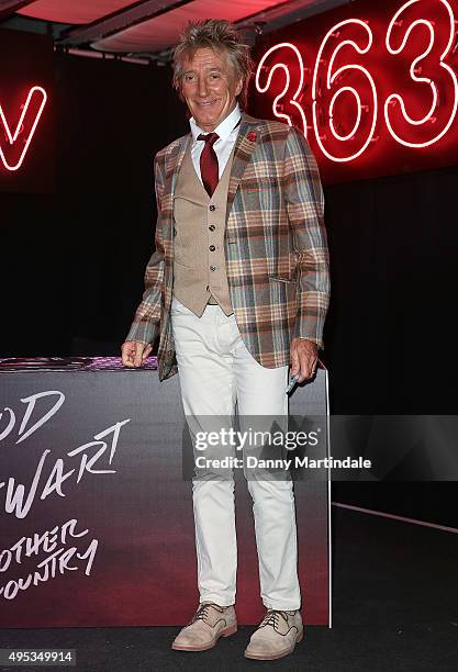 Rod Stewart signs copies of his album at HMV, Oxford Street on November 2, 2015 in London, England.