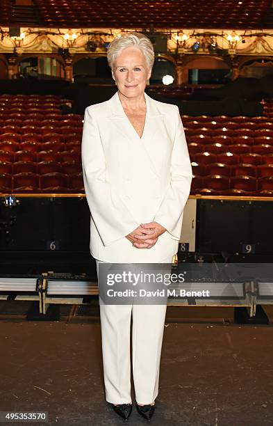 Glenn Close poses at a photocall for "Sunset Boulevard", opening in April 2016, at The London Coliseum on November 2, 2015 in London, England.