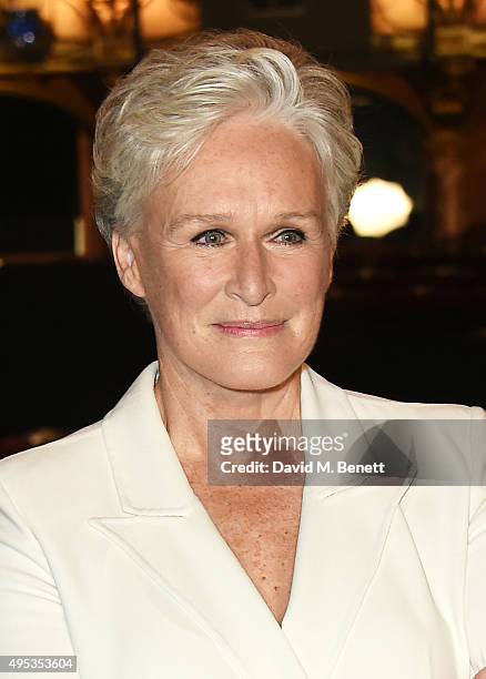 Glenn Close poses at a photocall for "Sunset Boulevard", opening in April 2016, at The London Coliseum on November 2, 2015 in London, England.