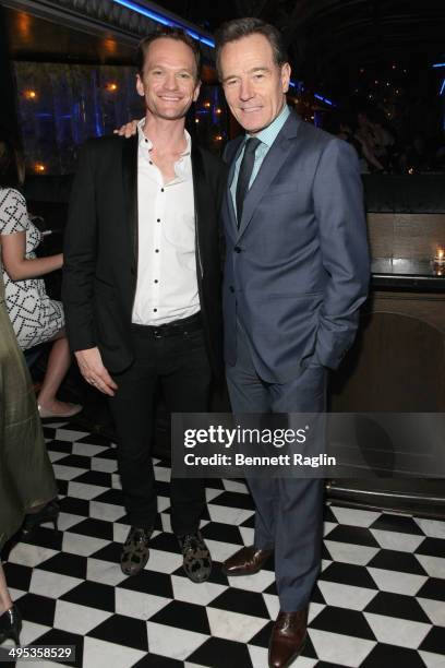 Actors Neil Patrick Harris and Bryan Cranston attend the 2014 Tony Honors Cocktail Party at the Paramount Hotel on June 2, 2014 in New York City.